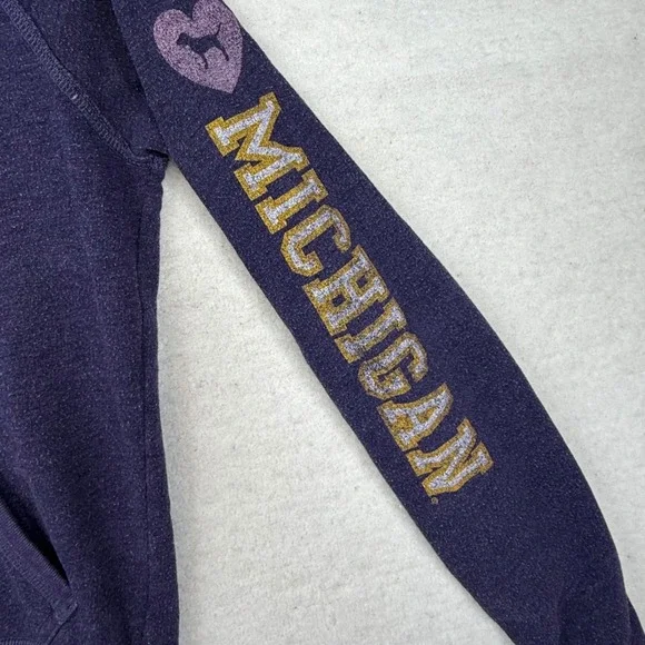 Victoria's Secret PINK Michigan Hoodie distressed Sweatshirt Size Large y2k - Picture 4 of 14